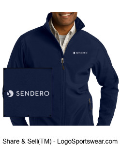Embroidered Port Authority Men's Core Soft Shell Jacket - Standard Logo, Navy Design Zoom